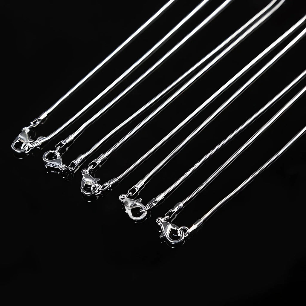 Hot 10pcs/Lot 16/18/20/22/24/26/28/30 Inch 1.2mm Snake Chain Necklace Silver Color For Woman Man Fashion Jewelry