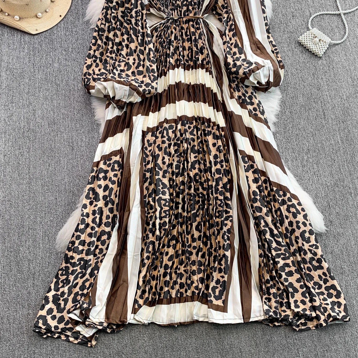 Printed round Ne Lantern Sve Dr Women's Single Button Waist Cinch Maxi Skirt Long Dr Commute Sle Autumn