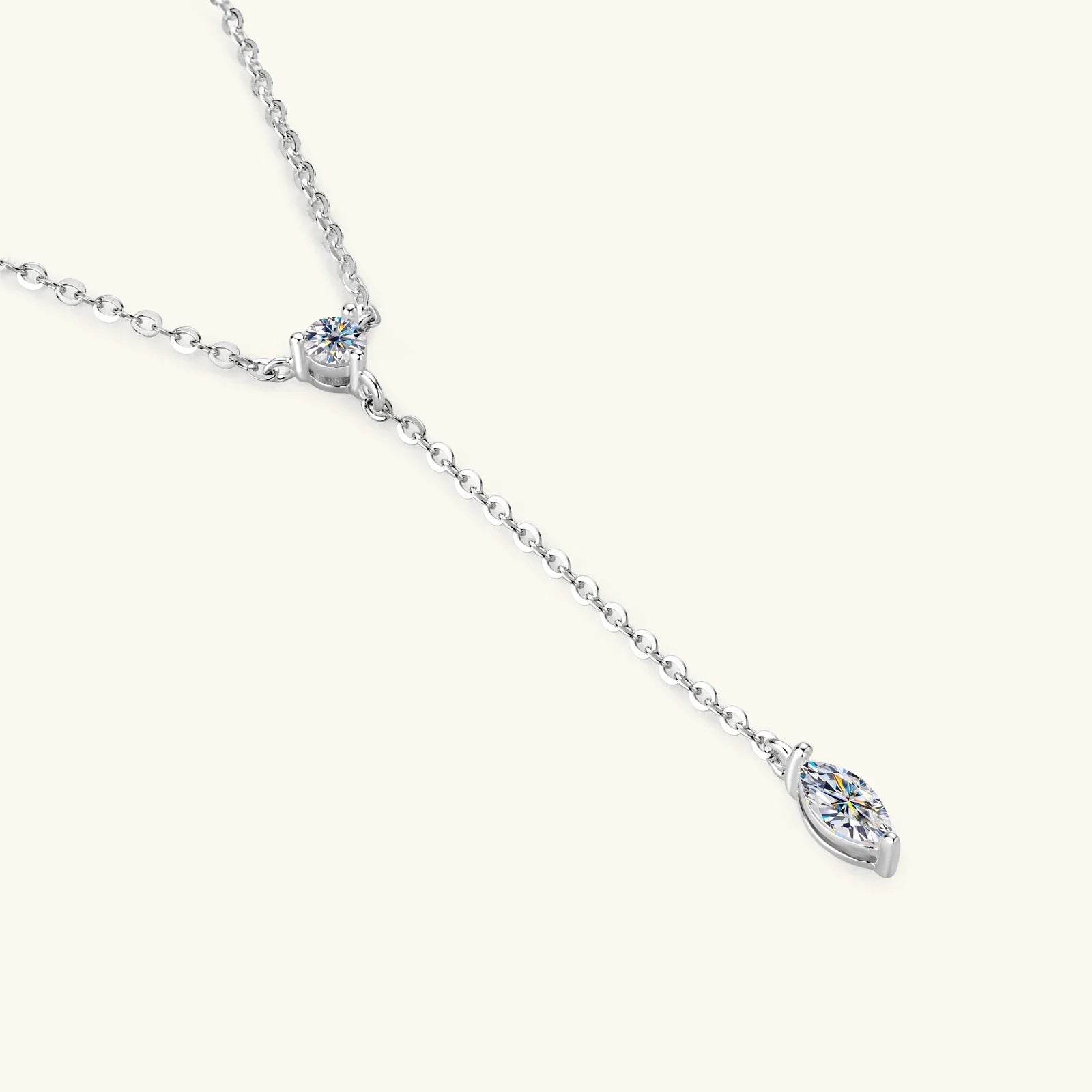 Marquise Cut Moissanite Necklaces Long Tassel Clavicle Chains Necklace for Women 925 Sterling Silver Jewelry Collares