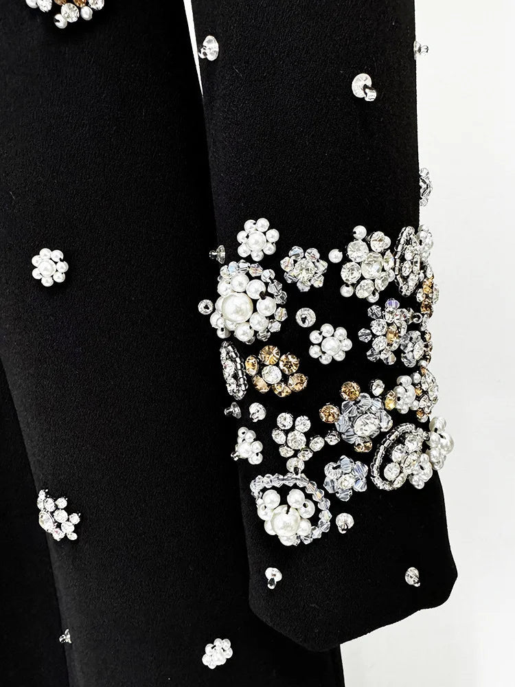 Newest Fashion 2026 Designer Party Vestido Women's Formal Long Sleeve Luxurious Beaded Long Maxi Dress