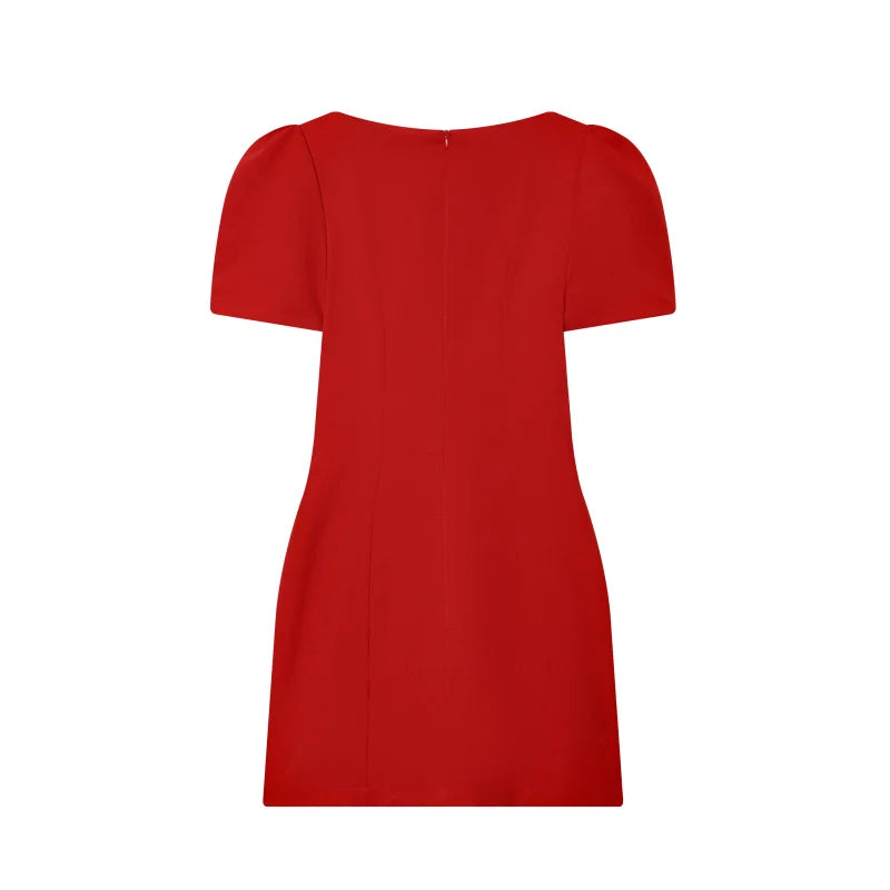 2025 women's new products are elegant and stylish Short dress with a boat neck and short sleeves with pleats  black dress