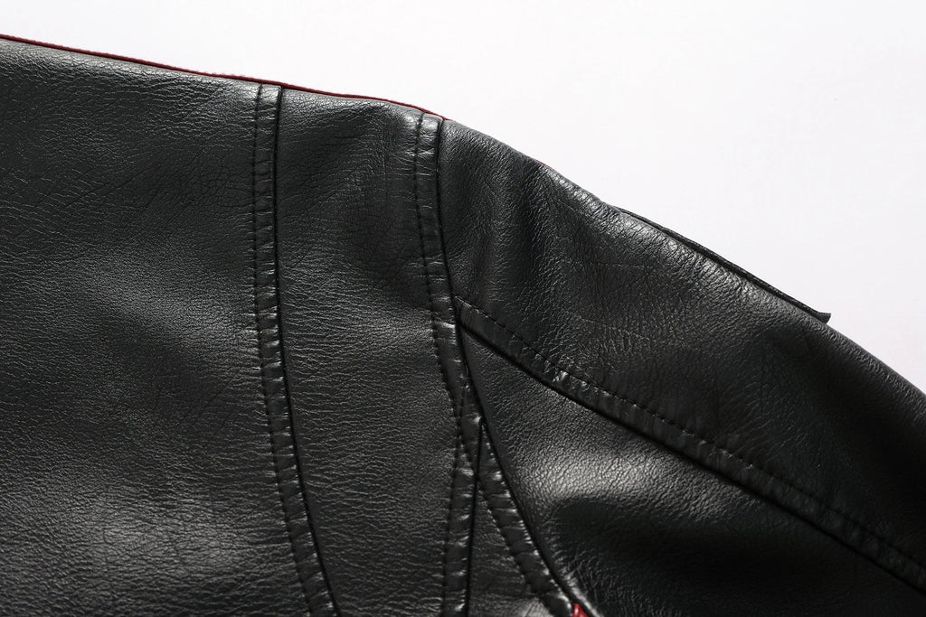 Men's Motorcycle Racing Suit PU Leather Label Color Jacket