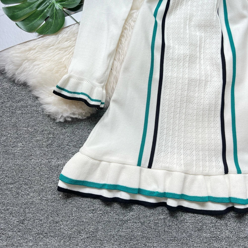 Brand Fashion Women Knitted Mini Dress Ins Hot Sexy Package Hips Ruffled Party Dress Streetwear Lady Outfits Vestidos