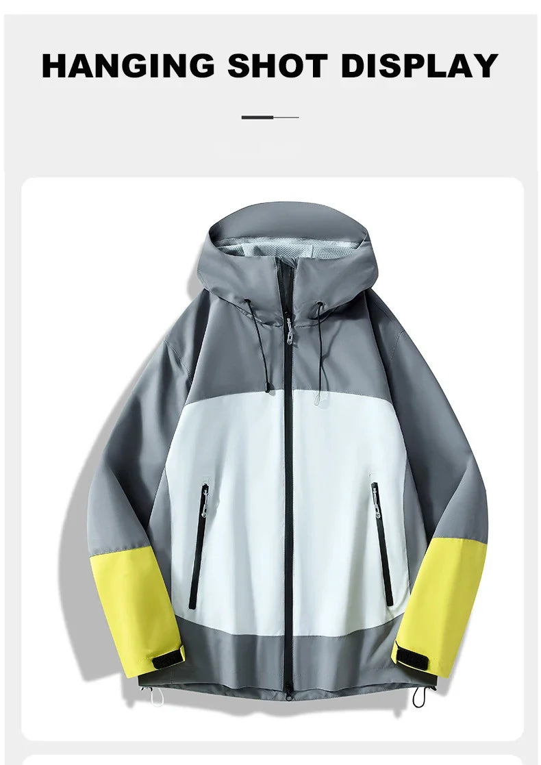 Unisex Waterproof Softshell Jacket Hiking Camping Climbing Trekking Hooded Windbreaker Casual Sporty Rain Coat Men Women