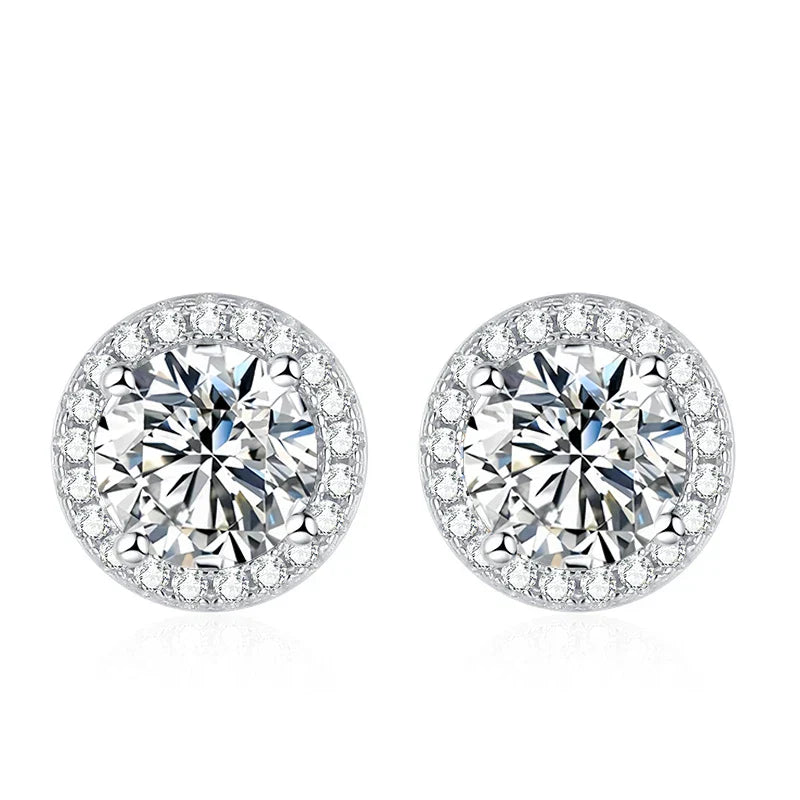 Moissanite Stud Earrings for Women 925 Sterling Silver Green Blue Pink Red Black Blue Sparkling Moissanite Studs Earring