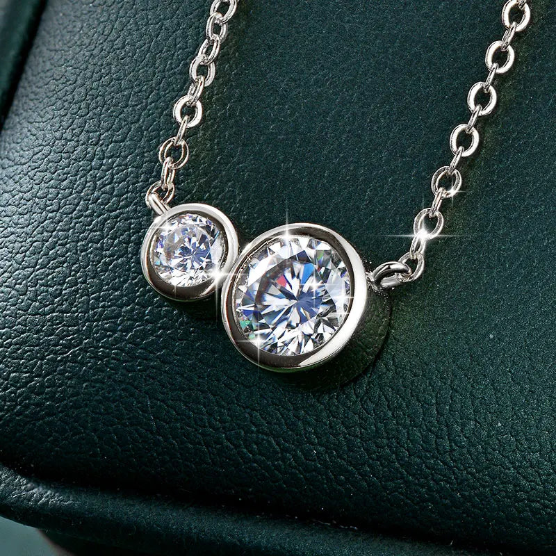 GRA Certified D VVS1 1.0CT Moissanite Diamond Round Pendant Necklace for Women Chain Fine Neck Jewelry Gifts Collares