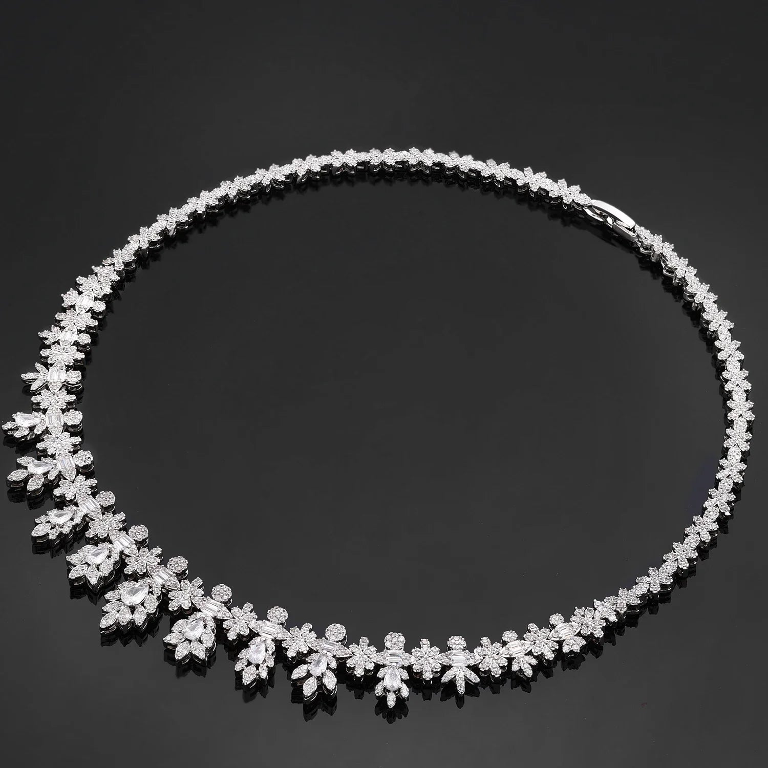 Luxury Women's Jewelry Elegant Style Bride CZ Necklace Earrings Bracelet Ring Jewelry Set&M Bride Large Wedding Jewelry Set