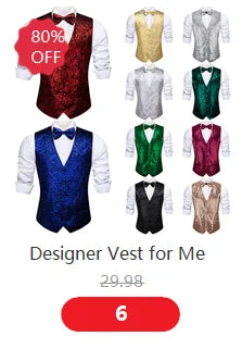 Designer Men's Vest Dark Green Solid Silk Satin Waistcoat Tie Bowtie Hanky Wedding Formal Male Suit Sleeveless Jacket Barry Wang
