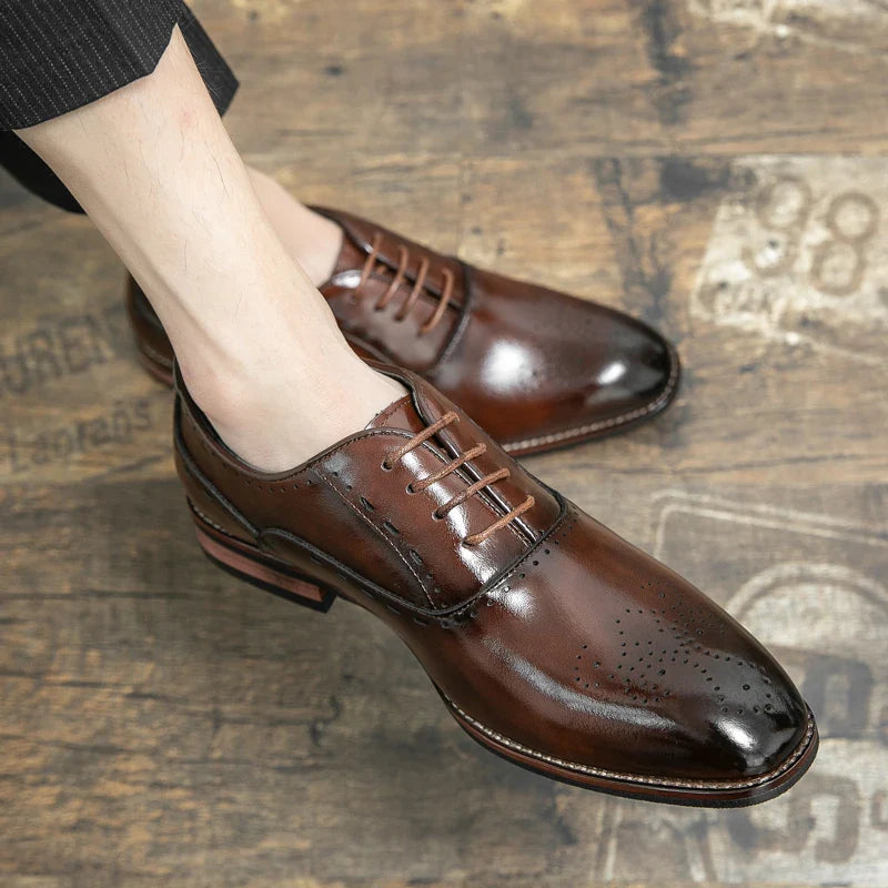High Quality Leather Business Formal Shoes 2026 Classic Italian Casual Dress Shoes Men Elegant Office Formal Oxford Shoes
