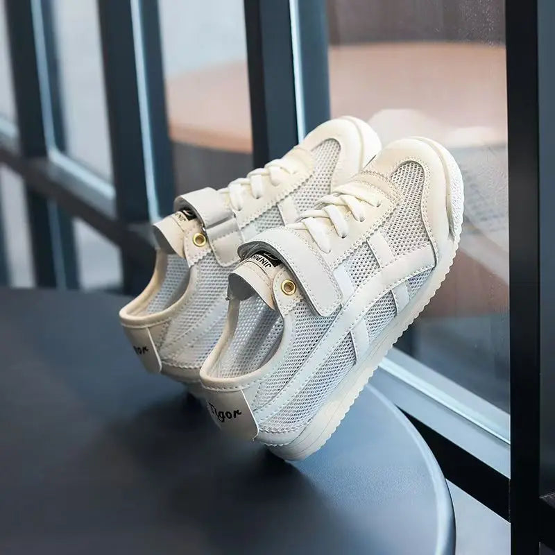 New Summer Children's Sports Little Whiteboard Shoes with Mesh Breathable Boys and Students Forrest Gump Single Mesh Shoes