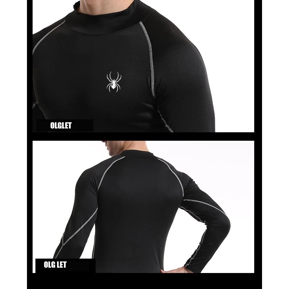 Men's Long Sleeve Compression Shirt Gym Fitness Athletic Undershirt Elastic Sport Running Tops