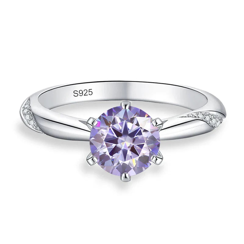 0.5ct 1ct 2ct Blue Pink Grey Moissanite Rings Gifts for Women 925 Sterling Silver Wedding Band Women's Ring Woman Rings
