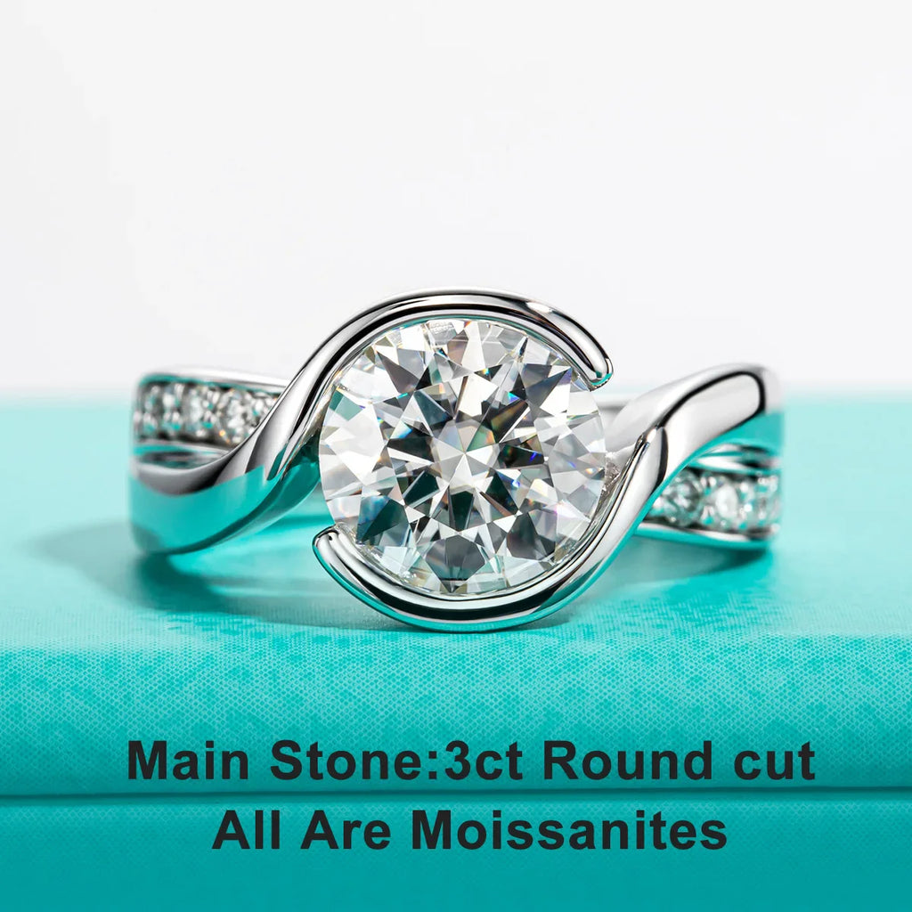 3ct D Color Moissanites Engagement Rings 18K Gold Plated With Cer Wedding Band Ring For Women Gifts Jewelry Wholesale