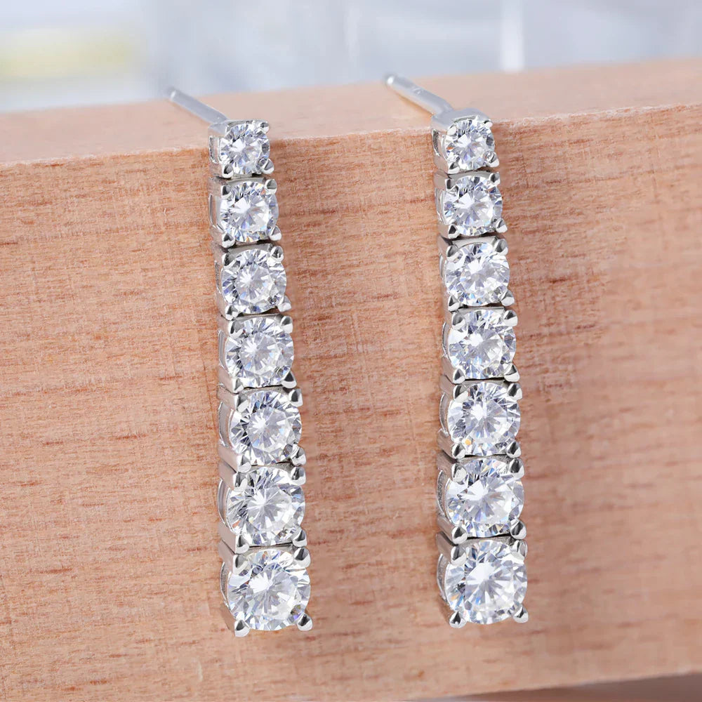 3-5mm Size Gradient Moissanite Drop Earrings for Women 925 Sterling Silver Long Tassel Diamond Stud Earring with Certificates