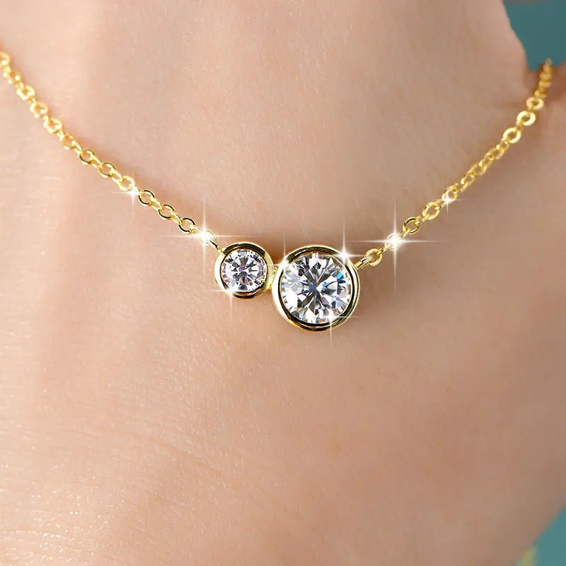 GRA Certified D VVS1 1.0CT Moissanite Diamond Round Pendant Necklace for Women Chain Fine Neck Jewelry Gifts Collares