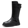 Size 38-46 Men's Fashionable High-Top Leather Boots Genuine Cowhide Shoes Side Zipper Thick-Sole Cowboy Boots for Everyday Wear