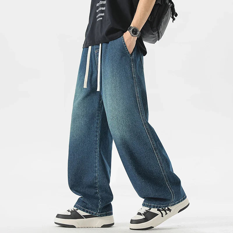 Men's Jeans American Loose Wide-leg Loose Straight Casual Trousers Street Hip-hop Baggy Jeans Black Grey  Blue Streetwear Men