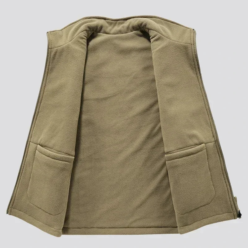Reversible Sleeveless Jacket Men's Vest Coat Winter Waistcoat Thick Warm Fleece Workwear Tops Cargo Vest Windbreaker New Fashion