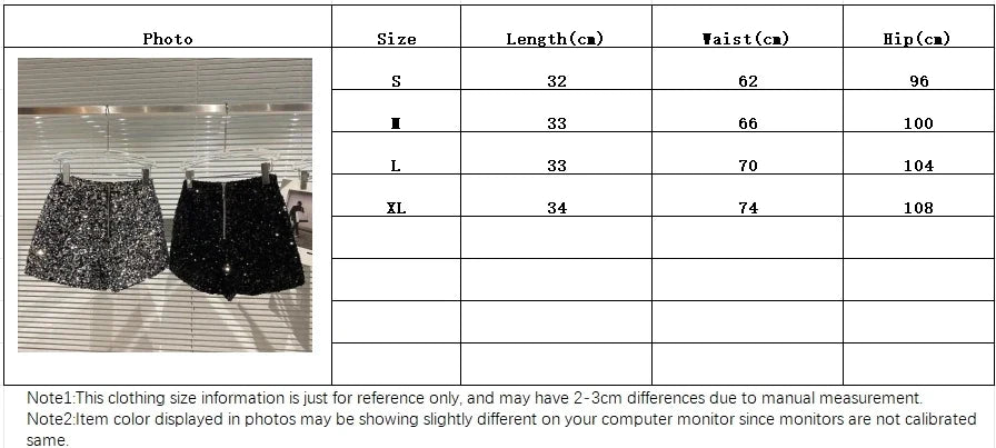 New Autumn Black Velvet Shorts Women Sequined Shiny Versatile Short Pants Clubwear Shorts Hot Pants High Street