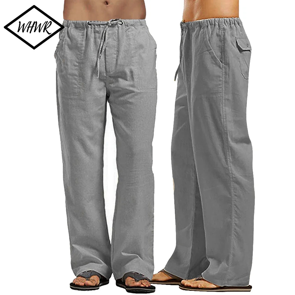 Men's Cotton Linen Pants Loose Cool Casual Long Pants