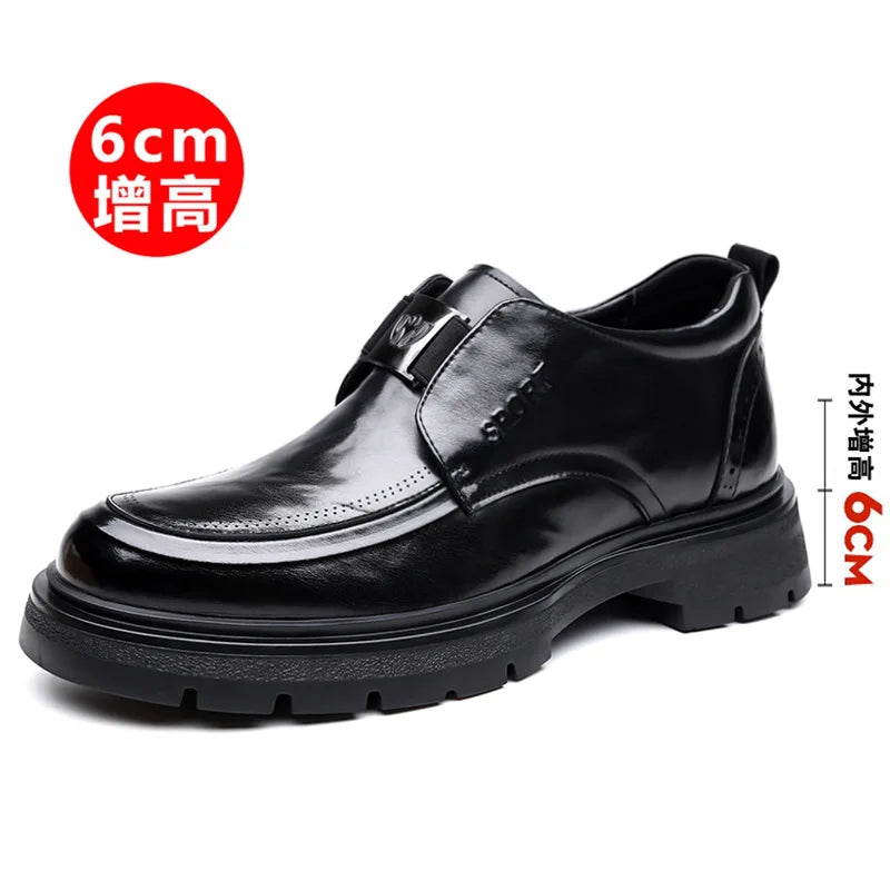Spring Autumn New Increase Leather Shoes for Men Black Business Casual Platform Shoes Male Fashion High Quality Dress Shoe Man