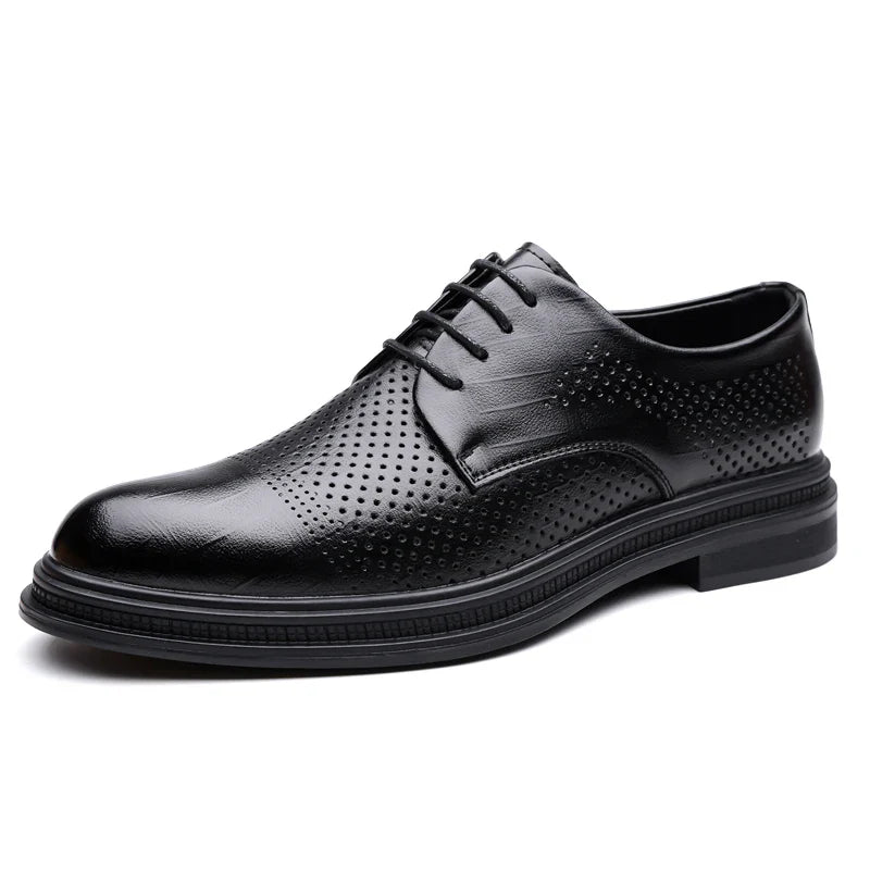 Men's Formal Leather Shoes Lace Up Breathable Non-slip Rubber Sole Lightweight Comfortable Dress Shoes Office & Special Occasion