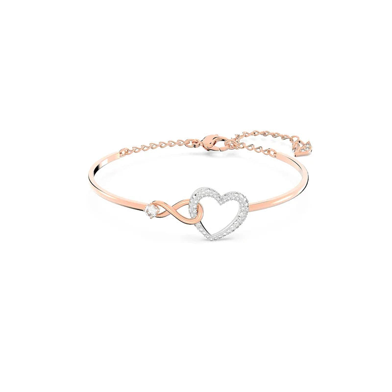 Classic Infinity Symbol Heart Jewelry Set Necklaces and Bracelets Rose Gold Rhodium Tone Finish Clear Crystals Fine Jewelry