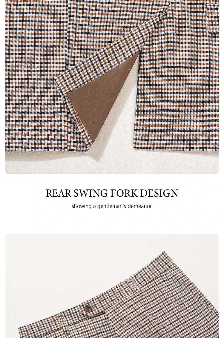 Fashionable Plaid suit High-end Brand Business Slim Fit Casual Party Dress Male Groom Wedding Blazers Double Breasted