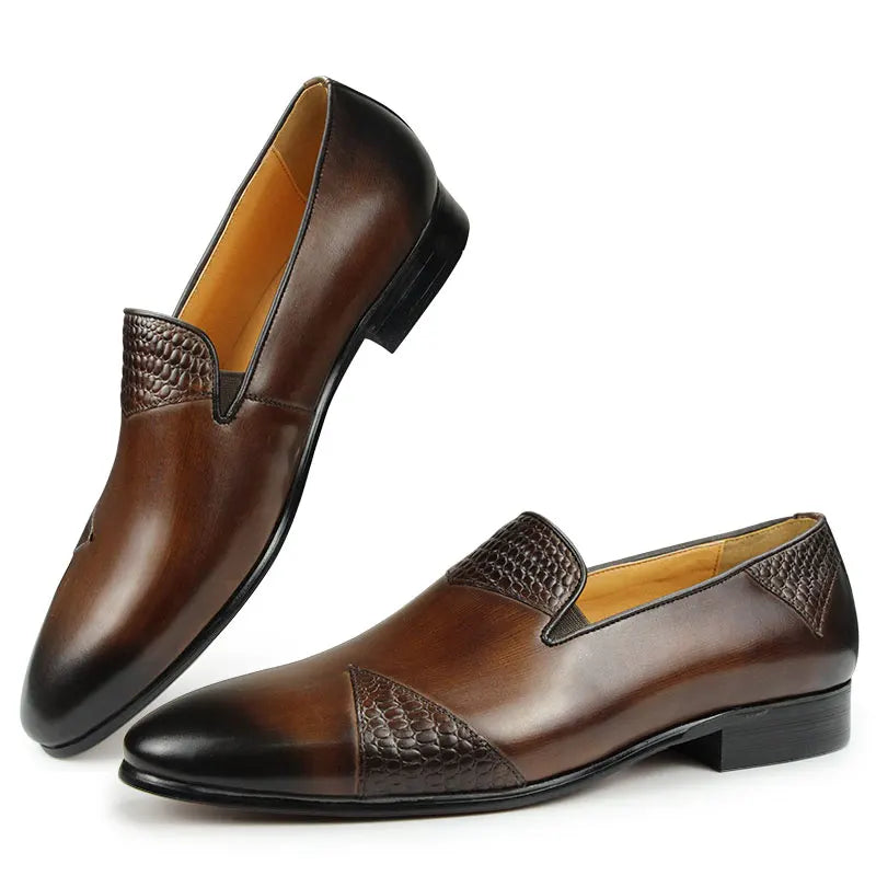 Fashion Men Dress Driving Shoes Genuine Cow Leather Casual One-step Loafers Shoe Handmade Simplicity Luxury Leather Shoe