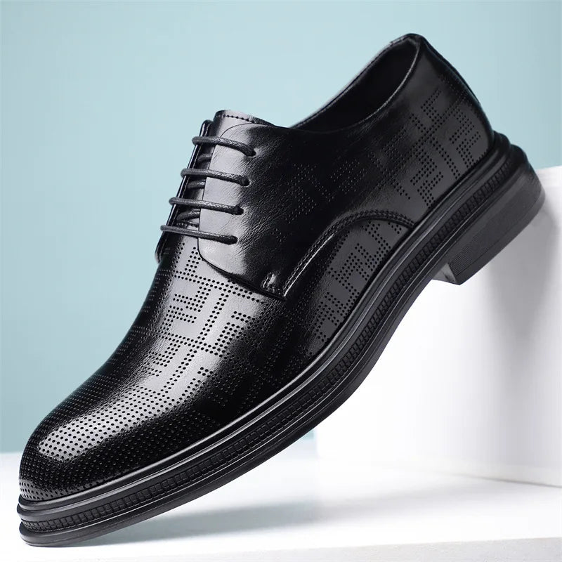 Spring Summer Increase Leather Shoes for Man Lace Designer Business Casual Shoes Male Fashion British Style Dress Shoe Man