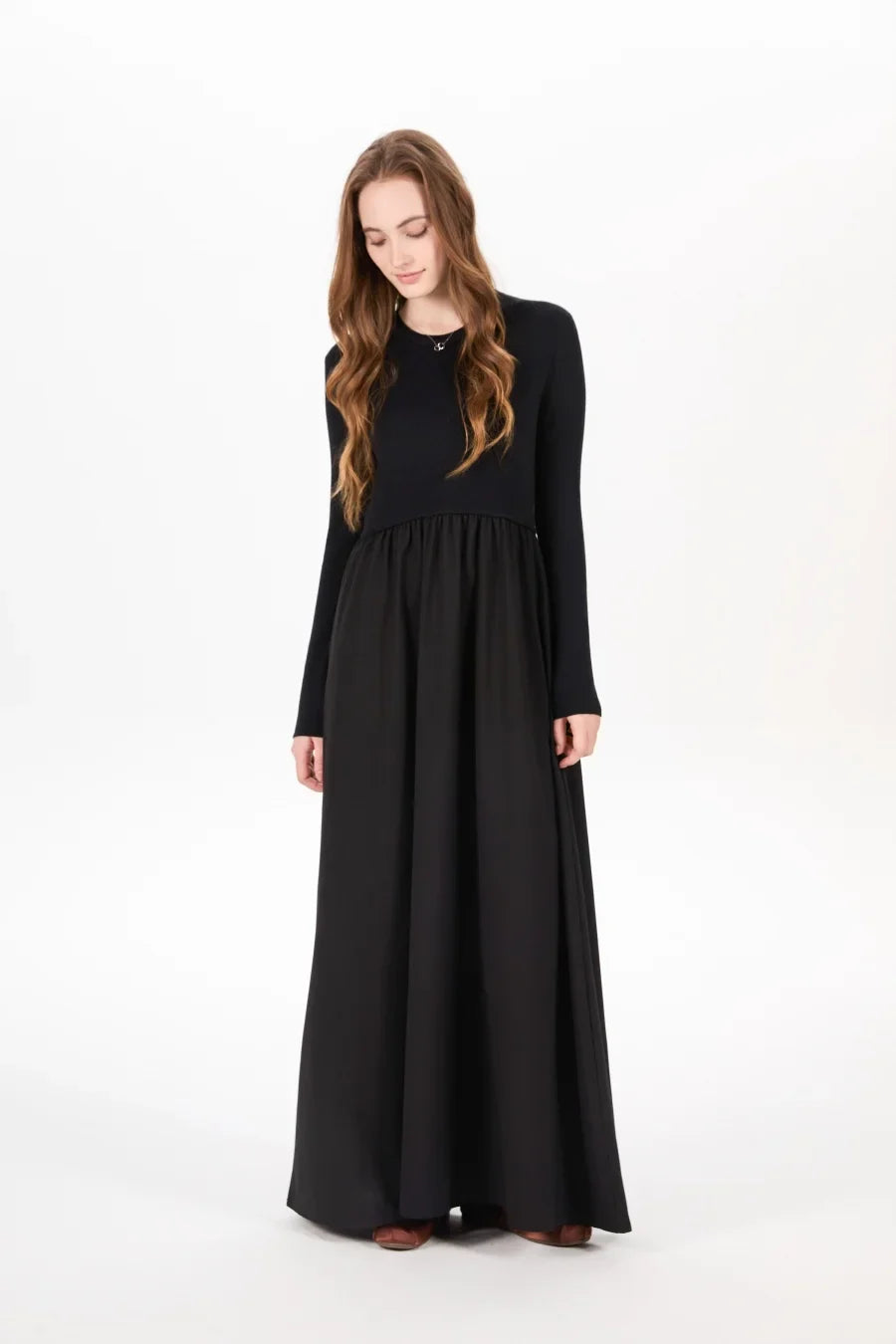 AW25 stripe knitting cardigan + sleeveless patch dress maxi matching set for woman clothing