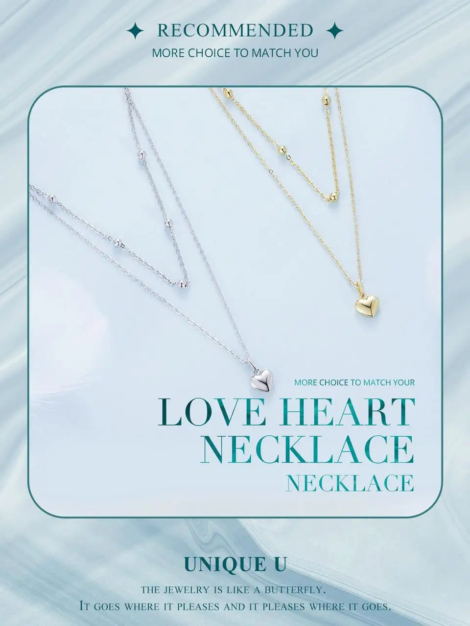 925 Sterling Silver Romantic Heart Pendant Necklace for Women Gold Double Layer Choker Female Fine Jewelry Anniversary