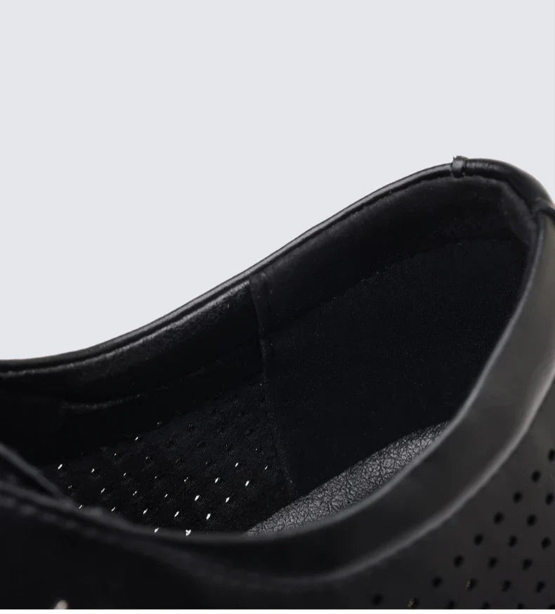 Summer New Hallow Leather Shoes for Men Solid Color Lace Fashion Business Casual Shoe Male Breathable Dress Elegant Shoes Man