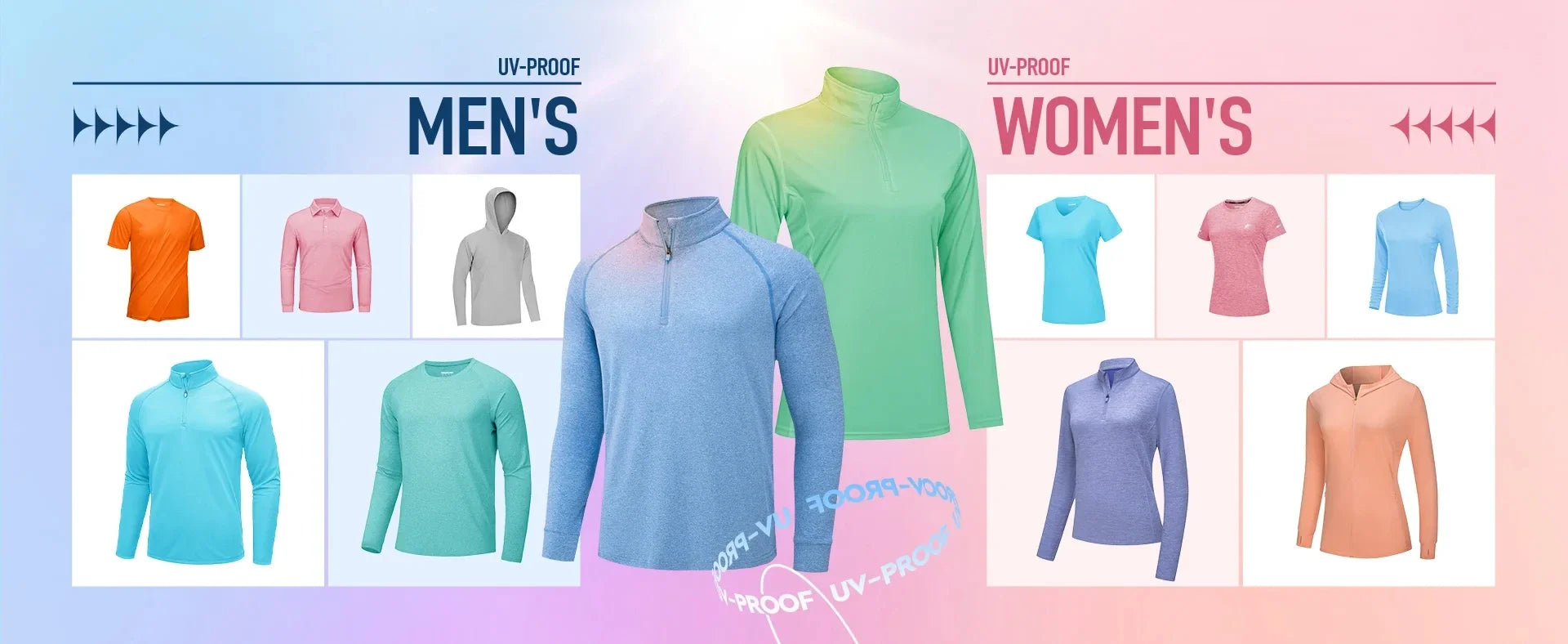 1/4 Zip Hooded Shirts Mens UPF 50+ Sun Protection Running Surfing Athletic Shirt Lightweight Rash Guard Long Sleeve