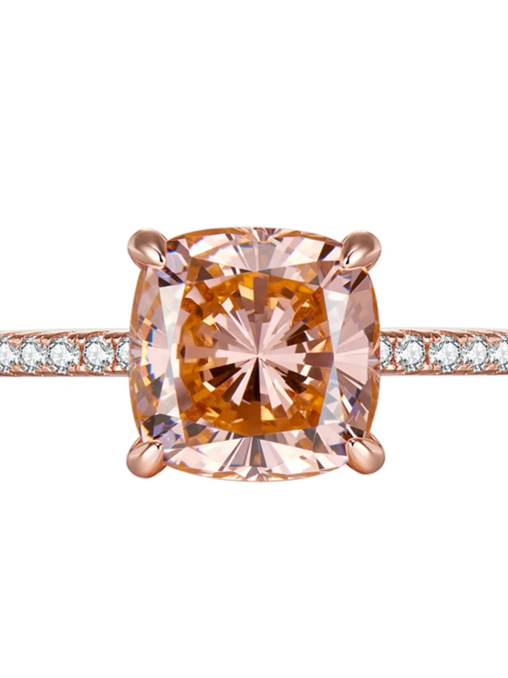 4-carat Morganite 925 sterling silver ring, light luxury, niche, exquisite, high-end, cool style, rose gold plated diamond ring
