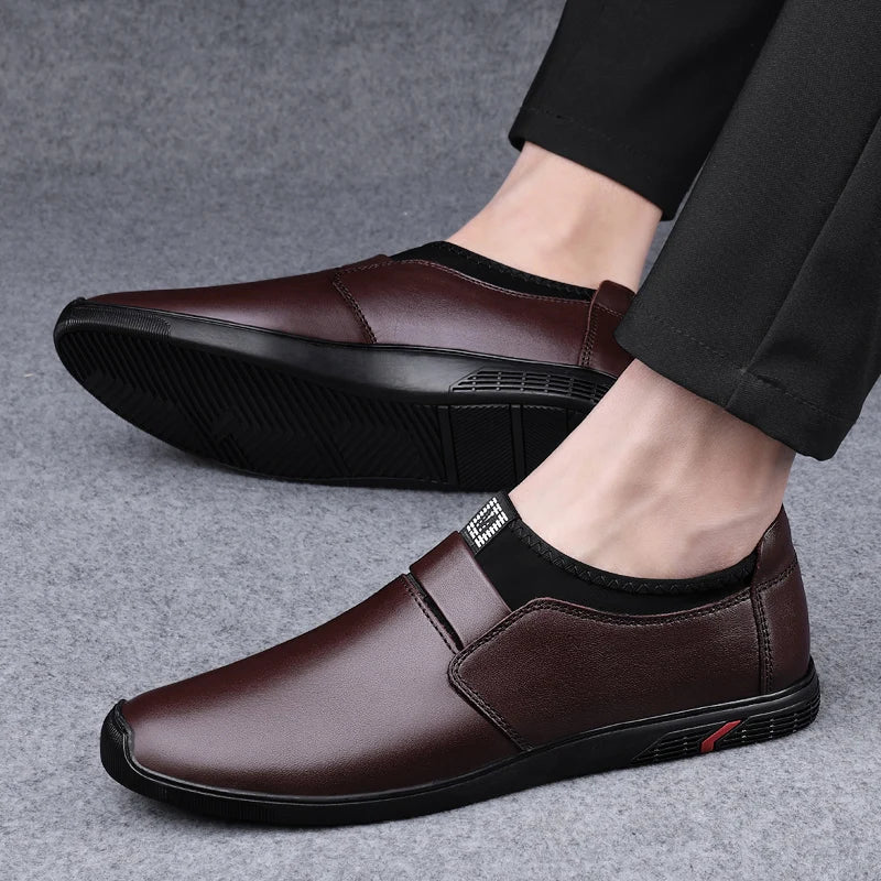 Upscale Genuine Leather Men Loafers Brown Black Cow Leather Penny Loafers Adult Office Career Mens Shoes Sneakers Driving Shoes