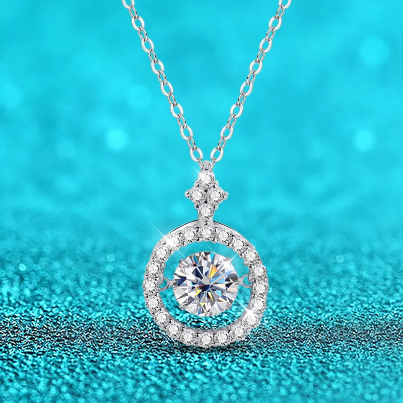 1/0.8 CT Moissanite Pendant For Women Simulated Diamond Necklace S925 Sterling Silver Jewelry Girl Valentine's Day Gift