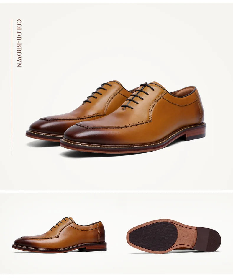 Dress Shoes Men Italian Style Genuine Leather Men's Wedding Shoes Lace Up Formal Gentleman Shoes Party Office High Heel