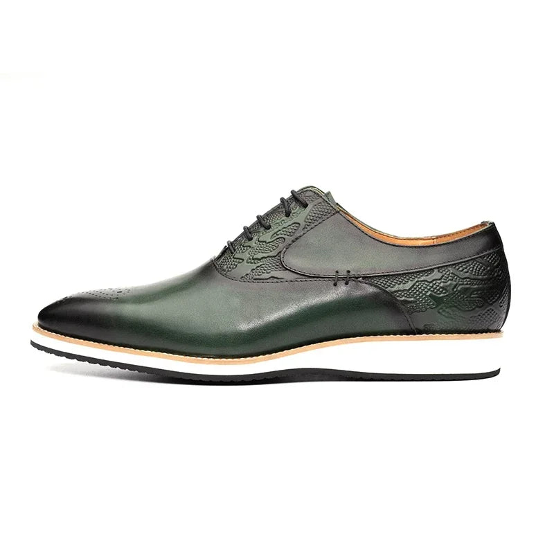 Men's Genuine Leather Brogue Shoes|All-Season Sport Casual Footwear|High-Quality Leather Dress Shoes|Comfortable Walking Shoes