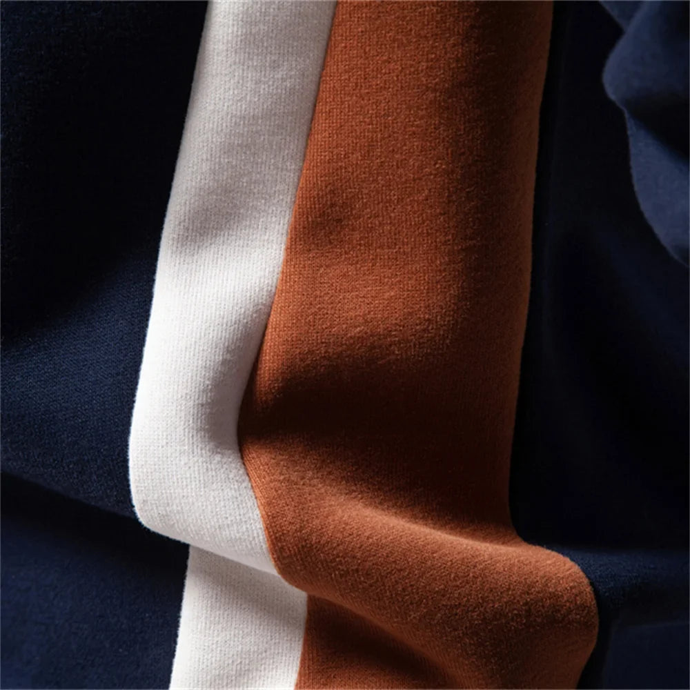 Mens Patckwork Cotton-blend Crew Neck Sweatshirts Fashion Casual Sport Round Neck Pullover Sweatshirt for Men