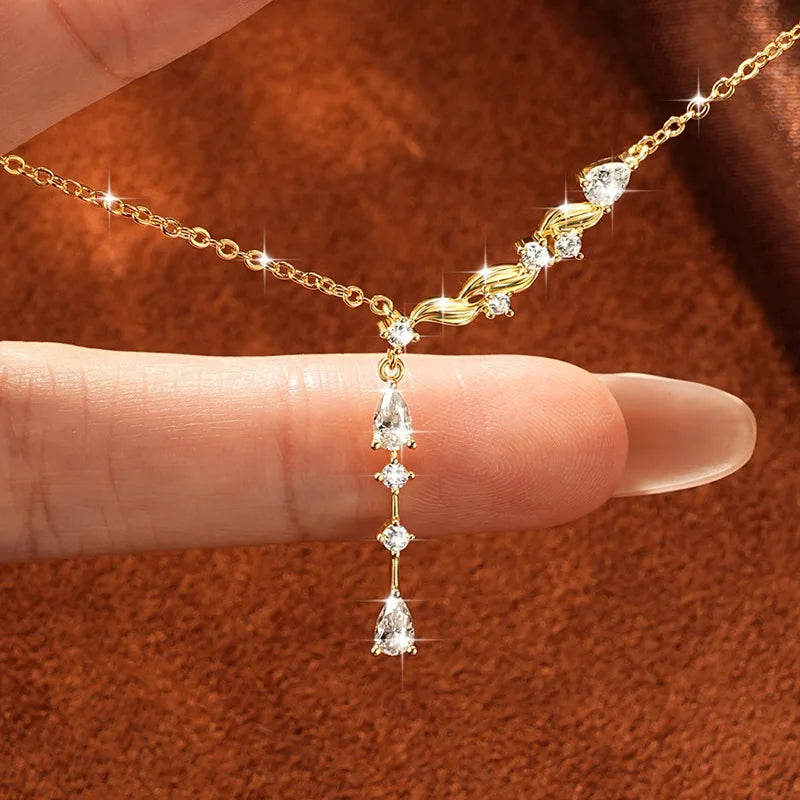 Marquise/Round/Rectangular Cut Moissanite Pendant Necklace For Women Three Stone Irregular Moissanite Diamond Necklace