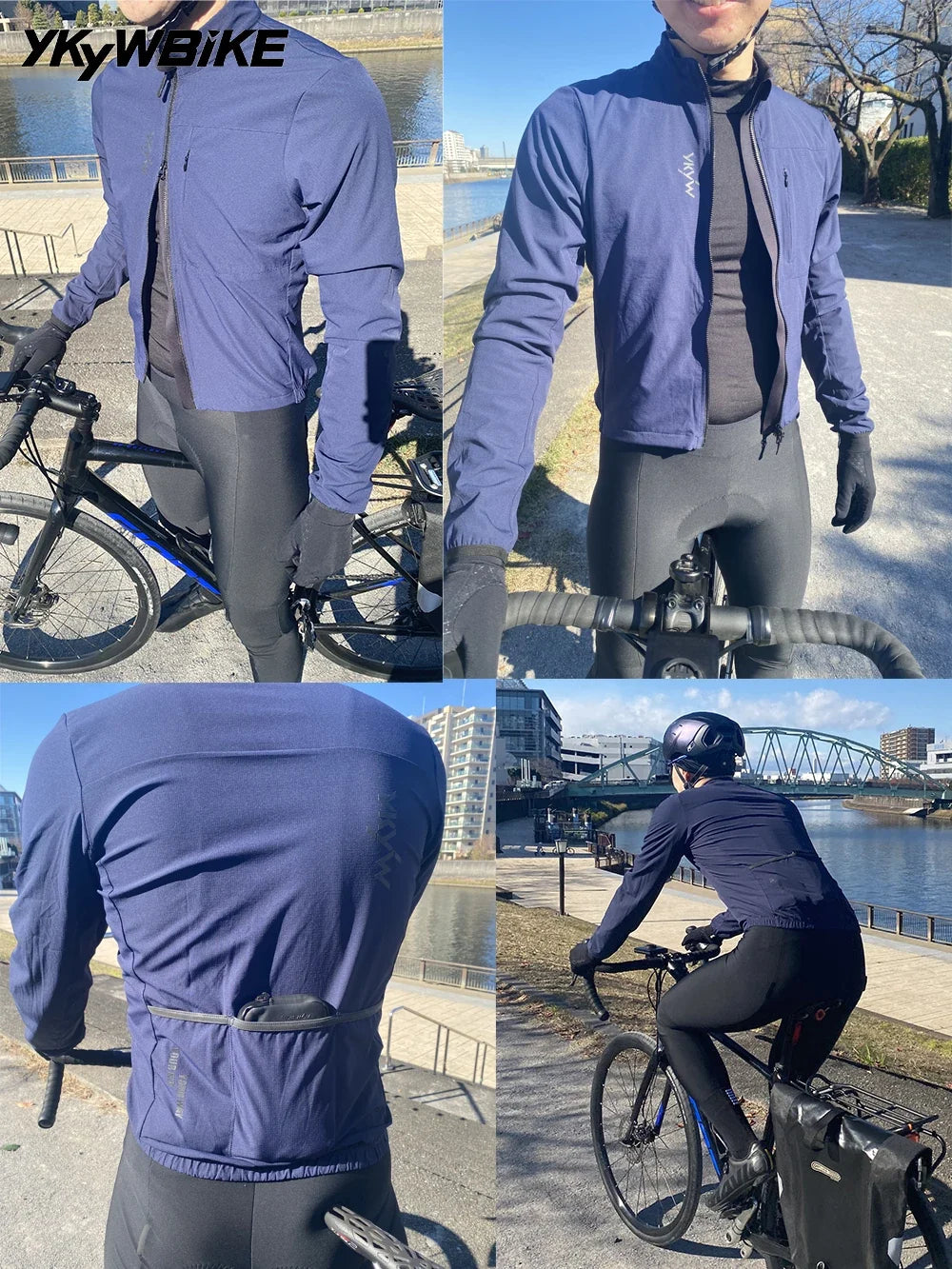 Waterproof Windproof Men Long Sleeve Cycling Jacket Thermal Fleece Bicycle Windbreaker Coat Road Bike Cycling Clothing Top