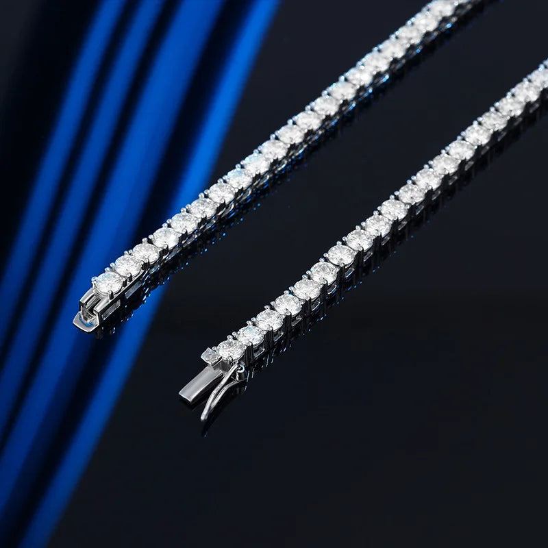 Real 2.5/3/4/5mm Full Moissanite Tennis Necklace for Women 925 Sterling Silver Diamond Neck Chains Necklaces Fine Jewelry