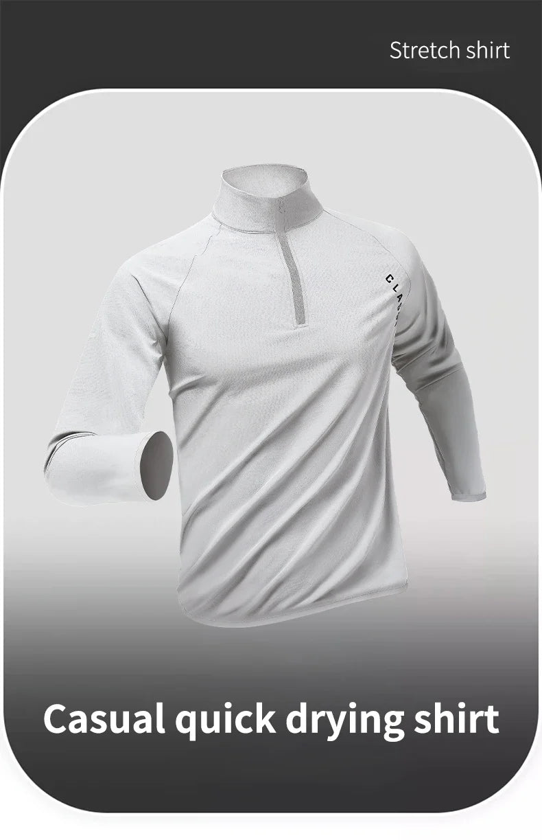 Mens Long Sleeve Stylish Solid Collar Shirt - Breathable, Medium Stretch, Applique Design, Regular Fit, Polyamide Material - Per
