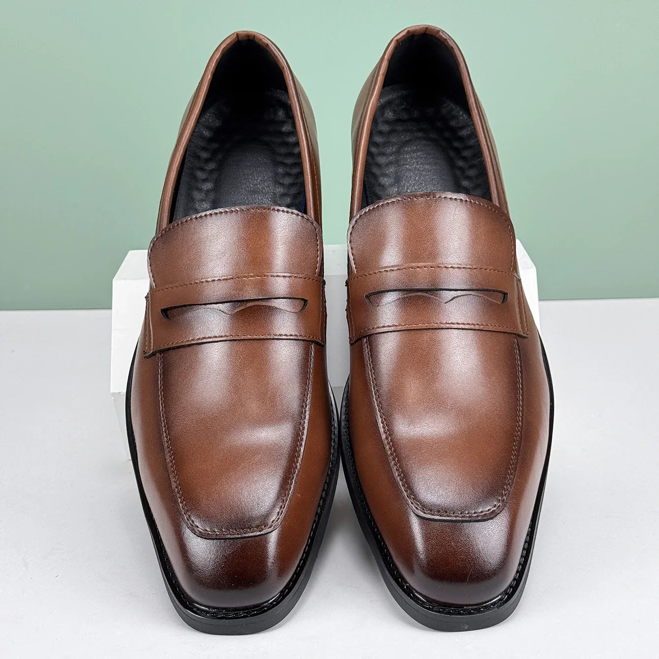 Men’s Casual Leather Shoes – Comfortable Daily Wear with Rubber Sole | Sizes 40–47