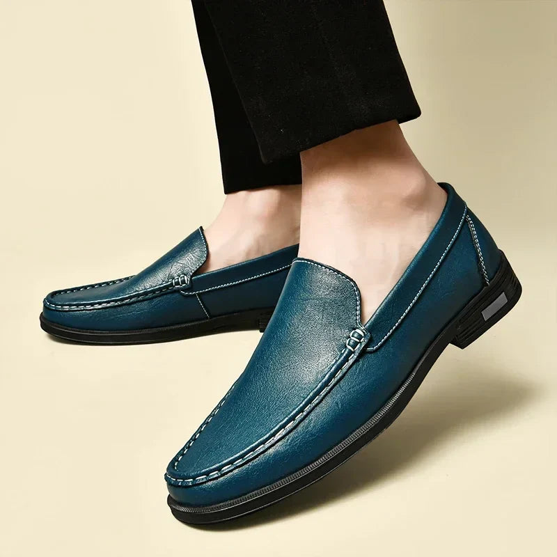 Leather Men Footwear Slip on Office Man Formal Shoes Wedding Party Men Dress Shoes Breath Driving Lazy Loafers Moccasins