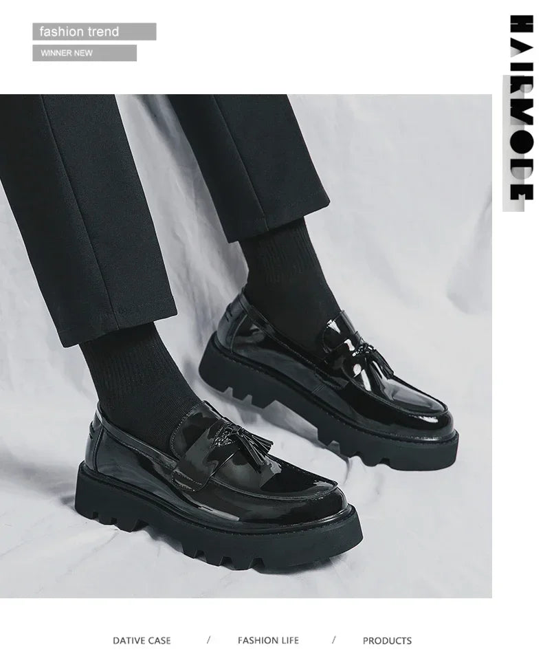 Genuine Leather Men Shoes Fashion Men Work Shoe Luxury Design Thick Bottom  Elegant Formal Loafers Outdoor Comfort Business Shoe