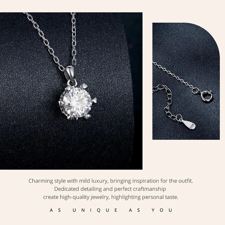 1 Carat Moissanite Pendant Necklace For Women High Quality 925 Sterling Silver Wedding Party Bridal Fine Jewelry 3 Colors