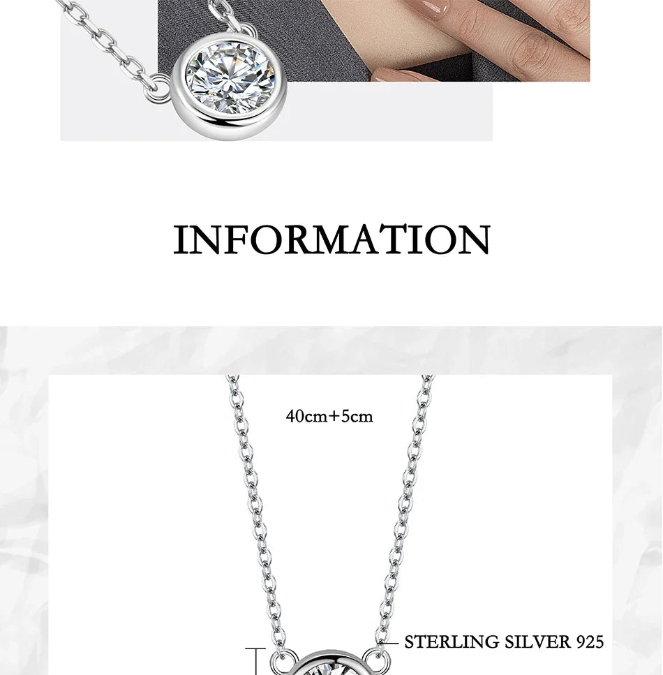 0.5/1CT Moissanite Necklace for Women S925 Pure Silver Bubble Round Diamond Pendant Fashion Jewelry Party Gift
