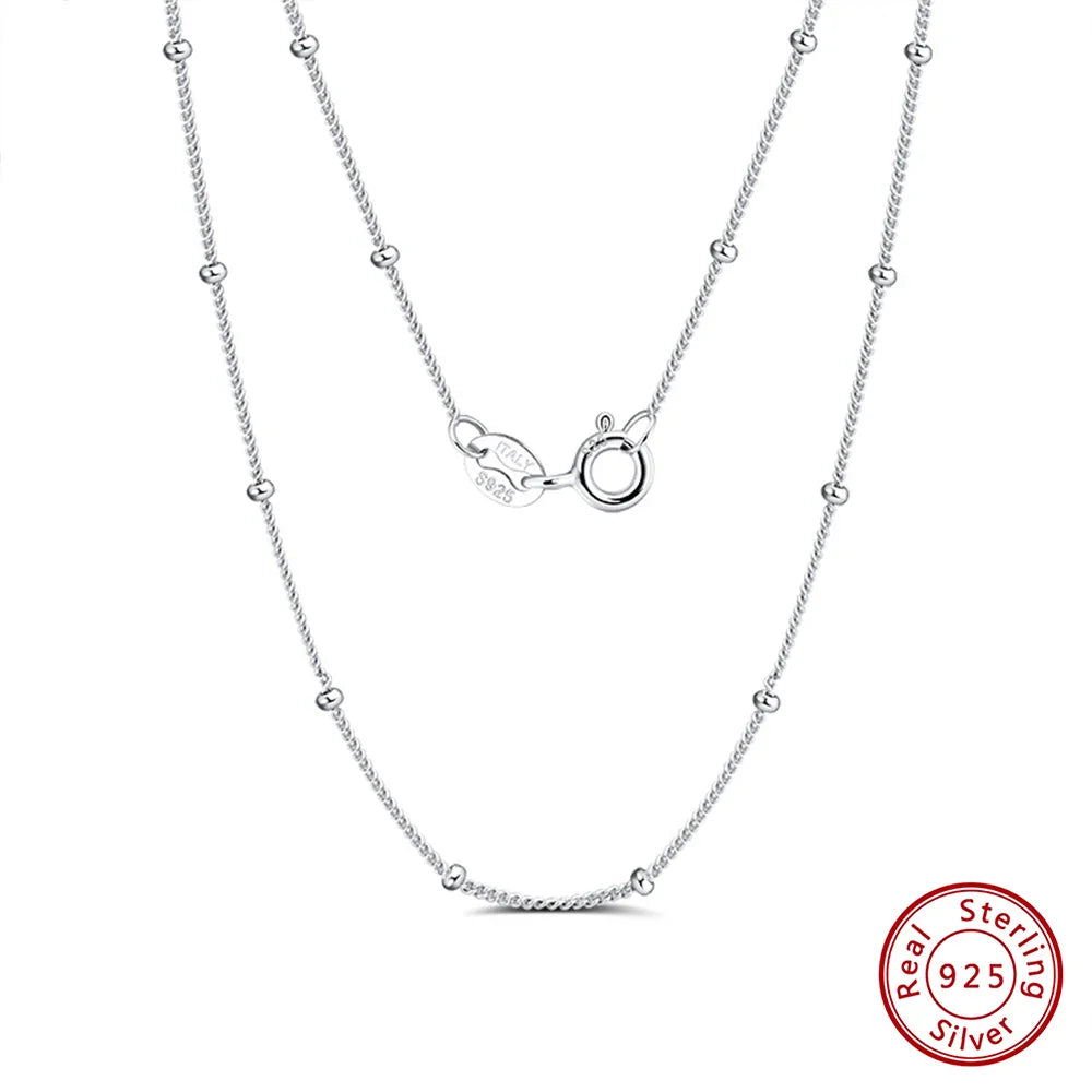 Genuine 925 Sterling Silver Satellite Chains Necklace for Unisex 40-60cm Neck Chain Jewelry Daily Accessories SC22